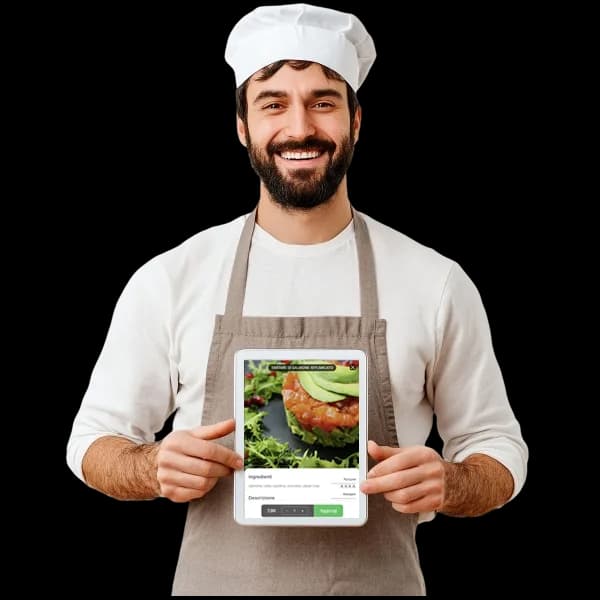Chef with menu tablet