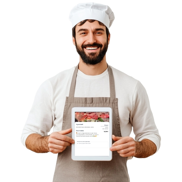 Chef with menu tablet