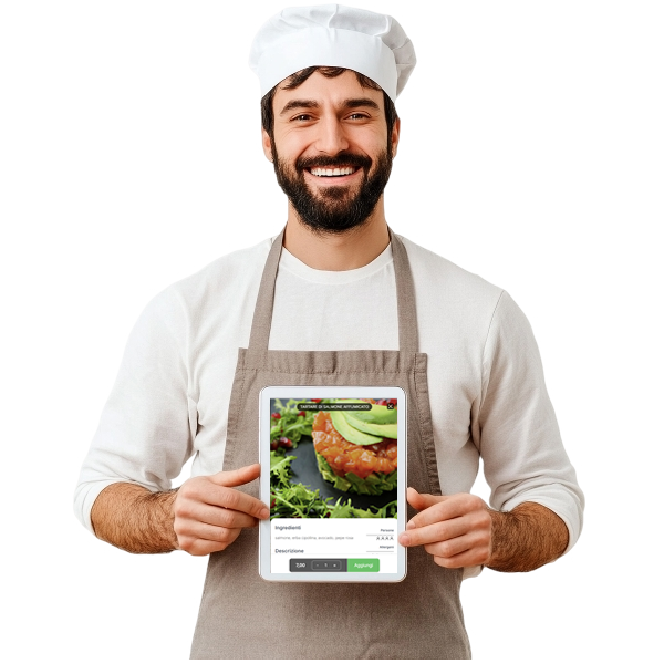 Chef with menu tablet